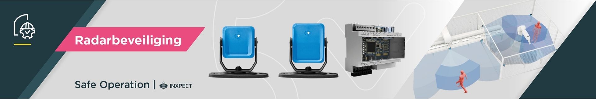Radarbeveiliging en veiligheidsradars van Inxpect voor aanwezigheidsdetectie, zonebewaking en machineveiligheid in industri&euml;le toepassingen